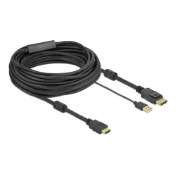 DELOCK KABEL HDMI -> DISPLAYPORT M/M 4K 10M ZASILANY USB CZARNY 85968