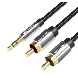 Kabel audio 3,5 mm męski na 2RCA męski 2 m czarny