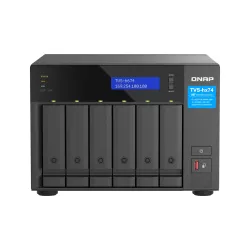 Qnap TVS-h674-i3-16G, Tower, 6 x 2.5"/3.5" SATA, Intel Core i3-12100 4C/8T, 16GB DDR4 SODIMM (Max. 128GB), 2 x 2.5GbE, S