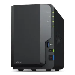 NAS Synology DS223; Tower; 2x (3.5" SATA HDD)/2.5" HDD SSD); Realtek RTD1619B;,2GB DDR4, 1x 1GbE RJ-45
