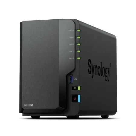 NAS Synology DS225+; Tower; 2x (3.5" SATA HDD/SSD), Intel Celeron J4125; 2GB DDR4 (max. 6GB), 2x 1GbE RJ-45 - Tylko Dysk