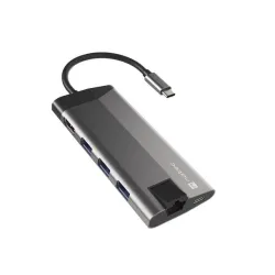 Stacja dokująca HUB USB Natec Fowler Plus Multiport USB-C PD, 3x USB 3.0, HDMI 4K, RJ45, USB-C, SD, Micro SD
