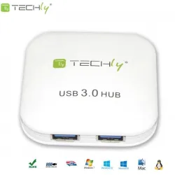Hub USB Techly IUSB3-HUB4-WH 4 porty 3.0 Super Speed, biały