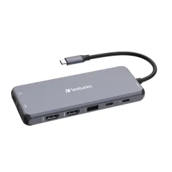 Hub USB Verbatim Multi Port CMH-14: 1x USB-C PD, 3xUSB-A 3.0, 1xUSB-C 3.0, 2xUSB-A 2.0, 2xHDMI, VGA, RJ-45, SD/microSD,