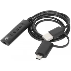 Karta dźwiękowa zewnętrzna Manhattan USB-C/A Audio Stereo 3.5mm TRRS 1m Karta dźwiękowa zewnętrzna Manhattan USB-C/A Audio Stereo 3.5mm TRRS 1m