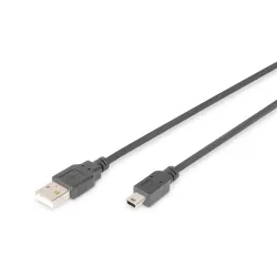 Kabel USB DIGITUS 2.0 A/M - mini B/M, 1m czarny