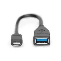 Kabel USB 3.1 Gen 1 DIGITUS SuperSpeed OTG Typ USB C/USB A M/Ż czarny 0,15m