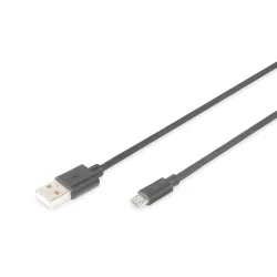 Kabel USB DIGITUS 2.0, typ A - B micro, 1,8m czarny