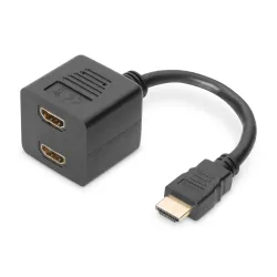 Kabel rozdzielacz (Splitter) DIGITUS HDMI HighSpeed 1080p 24Hz FHD Typ HDMI A/2xHDMI A M/Ż czarny 0.2m