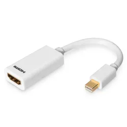 Kabel adapter DIGITUS mini Displayport 1080p 60Hz FHD Typ mini DP/ HDMI M/Ż biały 0,15m