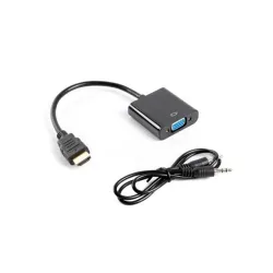 Kabel adapter Lanberg AD-0017-BK HDMI-A (M) -> VGA (F) + Audio czarny