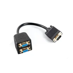 Kabel adapter/splitter Lanberg AD-0020-BK VGA (M) -> 2x VGA (F) 0,2m czarny