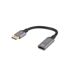 Kabel adapter Lanberg Displayport (M) -> HDMI (F) 8K na kablu 20cm srebrny