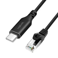 Kabel adapter LogiLink CU0413 Ethernet USB 3.2, C/M do RJ45/M, aktywny, 3 m