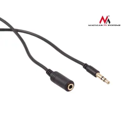 Kabel audio Maclean MCTV-818 miniJack 3,5mm (M) - miniJack 3,5mm (F), 1m, metalowy wtyk, czarny