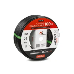 Kabel koncentryczny Maclean MCTV-477 żelowany satelitarny RG6 100m 1.0CU+4.6FPE+AL/P+96*0.12AL+6.8PE