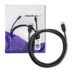 Kabel USB Qoltec 2.0 typ C męski | USB 2.0 typ C męski | 2.5m | Czarny