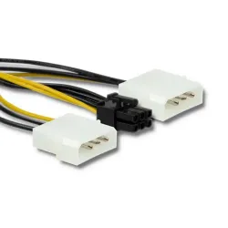 Adapter MOLEX Qoltec 2xMOLEX żeński / PCI-E 6 pin | 15cm