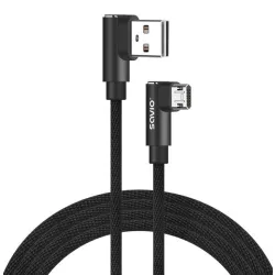 Kabel USB SAVIO CL-162 USB A (M) - Micro USB (M), 2m, kątowy, dwustronny, oplot nylonowy