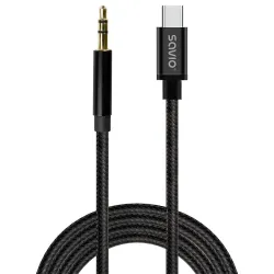 Kabel adapter Savio CL-187 USB-C do Mini Jack 3.5mm 1m