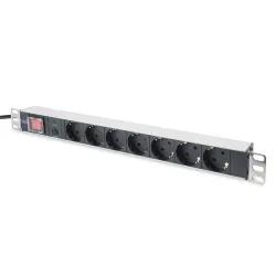 Listwa zasilająca DIGITUS PDU 19" RACK 7xSchuko kabel 2m 1xSchuko 16A wł./wył. zabezpieczenie aluminiowa