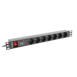 Listwa zasilająca Lanberg do RACK 1U 16A PDU 7x Schuko 2m czarna