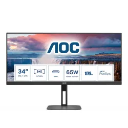 Monitor AOC 34" U34V5C/BK HDMI DP USB-C USB 3.1 x4 głośniki - USZ OPAK