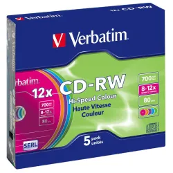 Płyty CD-RW Verbatim 700MB Colour X12 (5 Slim) Płyty CD-RW Verbatim 700MB Colour X12 (5 Slim)