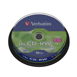 Płyty CD-RW Verbatim 700MB Scratch Resistant X12 (Cake 10)