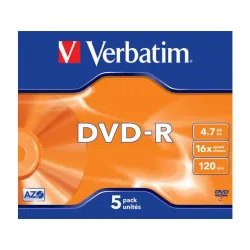 Płyty DVD-R Verbatim 4.7GB X16 Matt Silver (5 Jewel Case)