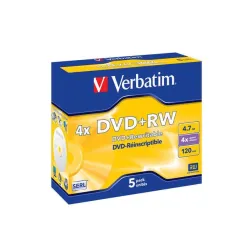 Płyty DVD+RW Verbatim 4.7GB X4 Matt Silver (5 Jewel Case)