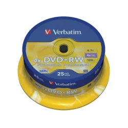 Płyty DVD+RW Verbatim 4x 4.7GB (Cake 25) MATT SILVER