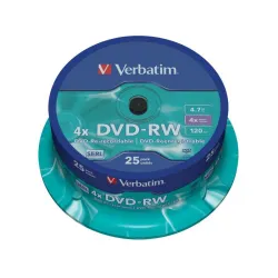 Płyty DVD-RW Verbatim 4x 4.7GB (Cake 25) MATT SILVER