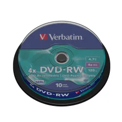 Płyty DVD-RW Verbatim 4x 4.7GB (Cake 10) MATT SILVER