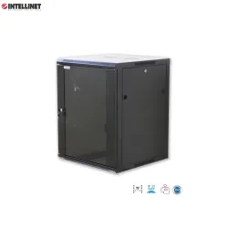 Szafa wisząca, zmontowana Intellinet 15U, 600x600, Rack 19", szklane drzwi, czarna
