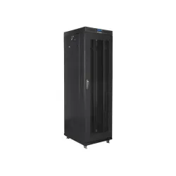Szafa instalacyjna Rack stojąca 19" 42U 600x800 czarna drzwi perforowane LCD Lanberg (flat pack)