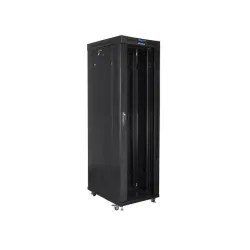 Szafa instalacyjna Rack stojąca 19" 42U 600x1000 czarna drzwi szklane LCD Lanberg (flat pack)