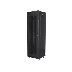 Szafa instalacyjna Rack stojąca 19" 42U 600x600 LCD Drzwi Perforowane czarna Lanberg (flat pack) V2
