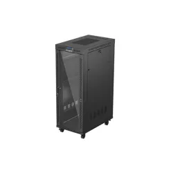 Szafa instalacyjna Rack Lanberg stojąca 19" 32U 600x1000 czarna drzwi przeszklone LCD (flat pack)