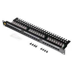 Patch panel 19'' Netrack 24-porty kat. 6 UTP,  z półką