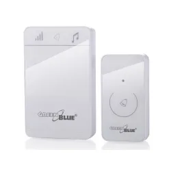 Dzwonek bezprzewodowy GreenBlue GB111 W nadajnik-odbiornik, 38 melodii biały dotykowy zasięg 150m