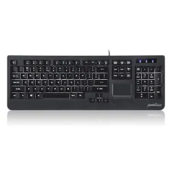 Klawiatura przewodowa Perixx PERIBOARD-313 podświetlana, touchpad, 2x hub USB, czarna