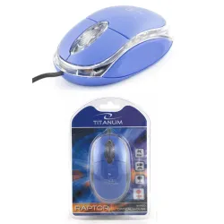 Mysz przewodowa Titanum 3D RAPTOR TM102B optyczna niebiesko-przezroczysta
