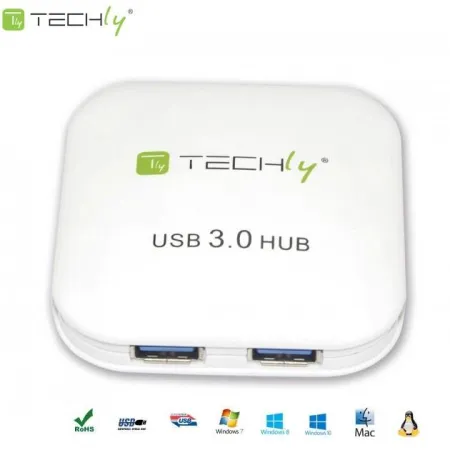 Hub USB Techly IUSB3-HUB4-WH 4 porty 3.0 Super Speed, biały