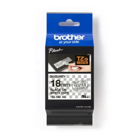 Taśma-plomba Brother P-Touch TZe-SE4 18mm x 8m (TZESE4) - biała, czarny nadruk