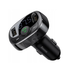 BASEUS Ładowarka,Transmiter FM, MP3  BT, 2 X USB (CCTM-01) Black