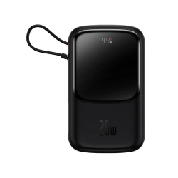 BASEUS Powerbank Qpow Pro z kablem Lightning, USB-C, USB, 10000mAh, 20W (PPQD020001) Czarny BASEUS Powerbank Qpow Pro z kablem Lightning, USB-C, USB, 10000mAh, 20W (PPQD020001) Czarny