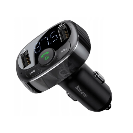 BASEUS Ładowarka,Transmiter FM, MP3  BT, 2 X USB (CCTM-01) Black