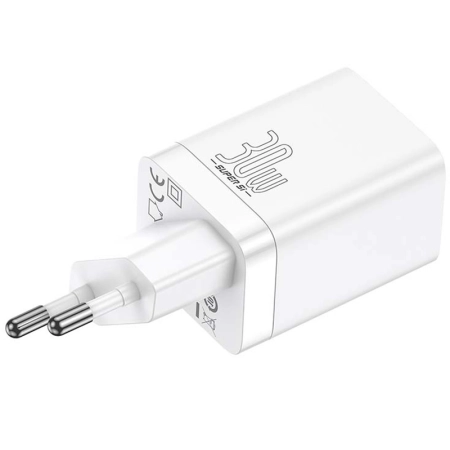 BASEUS Ładowarka sieciowa Baseus Super Si Pro Quick Charger USB + USB-C 30W (CCSUPP-E02) Biała