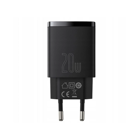 BASEUS Ładowarka sieciowa Baseus Compact Quick Charger, USB, USB-C, 20W (CCXJ-B01) Czarna